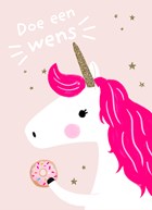 Verjaardagskaart unicorn doe een wens